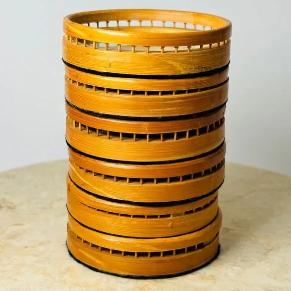 Set 6 Vintage Wood Coasters Pressed Butterflies 1970s Boho Wicker Rattan‎ - Picture 5 of 13